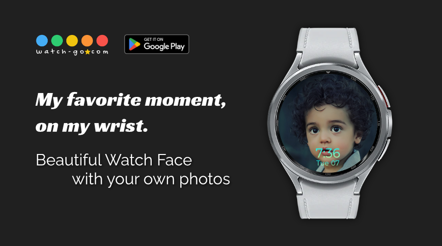 Thin photo watch face layout